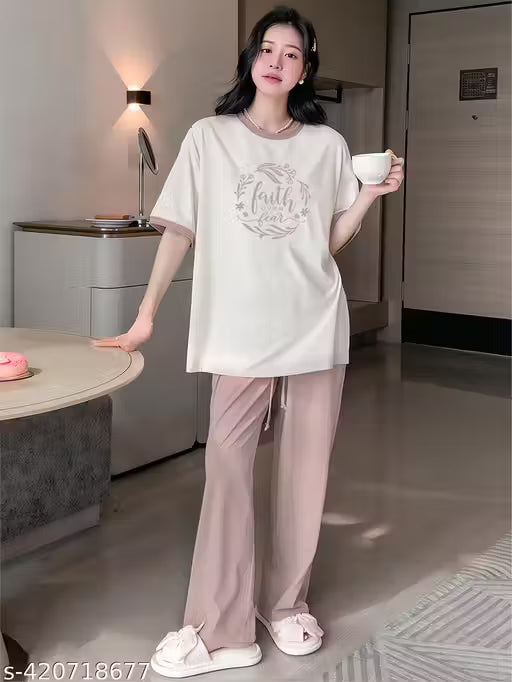 KSHS Women Pajama Set , Printed Co-Ords Set Night Suit And Night Dress