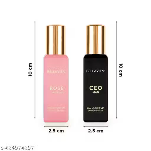 Bella Vita Luxury ROSE Woman + CEO Man Perfume Combo for Men and Women 40 ML (Pack of 2 Items 20ML Each)