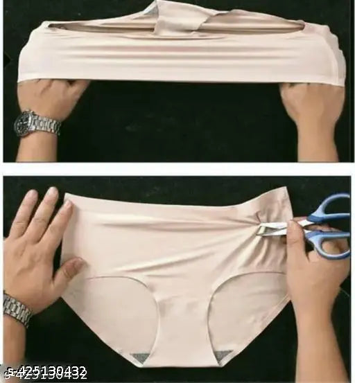 LIECRY ART PACK OF 3 Women Cotton Seamless Panty Womens Silk Panties Women Hipster Panties Medium Waist Briefs Panty
