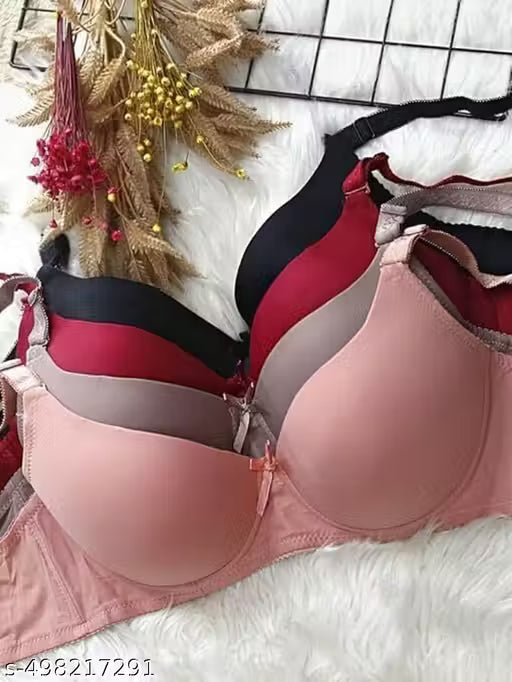 FANCY Women's Lycra Padded Non-Wired Regular Bra Combo (Pack of 2) (Colour can be Different )