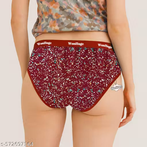 Combo Pack of 6 Cotton Panties for Women & Girls | Bikini Fit Hipster | Stylish Printed Innerwear | Mid Waist Daily Use Ladies Underwear