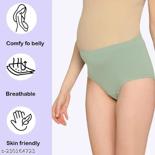 Evamomies Women's High Waist Cotton Laycra Maternity Panty /Panties (Multicolor Pack Of 3)