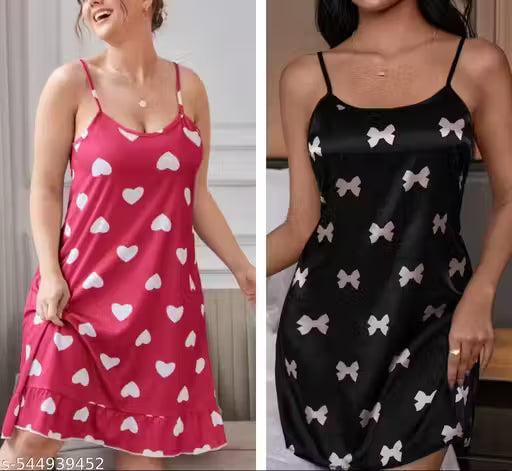 Woman's Trendy Short Night Dress (Cami Nighty