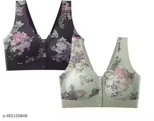Seamless Removable Padded Graphic Floral Printed, Nursing/Breastfeeding/Maternity Bra