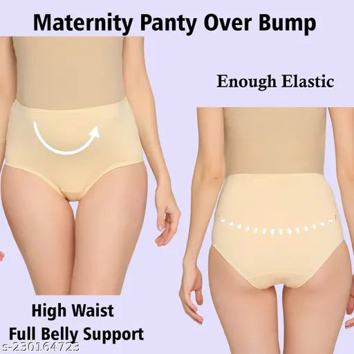 Evamomies Women's High Waist Cotton Laycra Maternity Panty /Panties (Multicolor Pack Of 3)