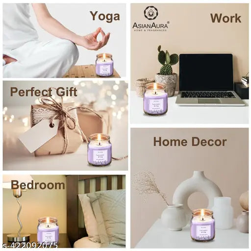 Scented Organic Soy Wax Yankee Jar Candle | Luxury Aroma Therapy Yankee Jar | Scented Candles for Home Decor Gift Set | Fragrance-Lavender & fig, Purple