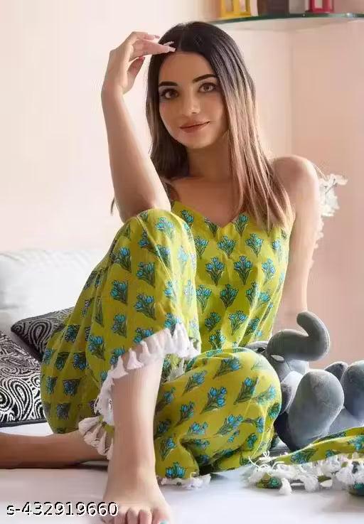 Rayon Printed Classy Night Suit for Women