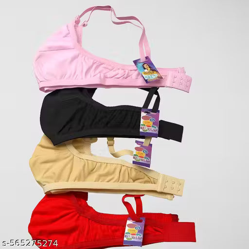 Daily Use Cotton Bra for Women - Non-Wired, No Padding (Pack of 4)(random color )