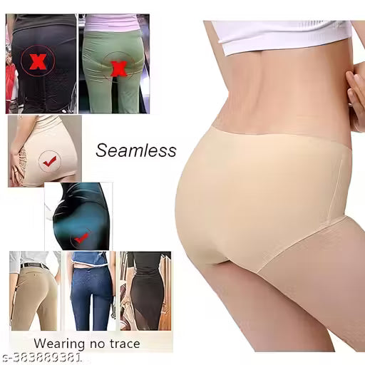 Pritty Touch Women Panties Seamless Panties Silk Mid Waist Underwear for Female Girls Pack Of 4 (Assorted) Multicolor Panties