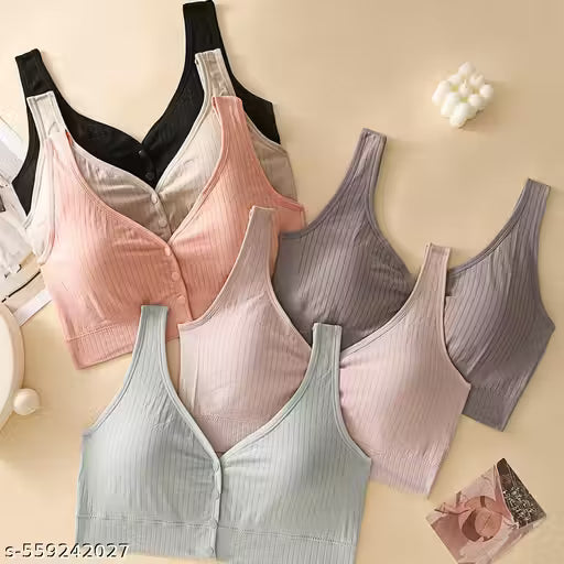 Nursing Bras for Breastfeeding Cotton Wireless Maternity Bra Seamless Support Front Snap Padded Bralettes