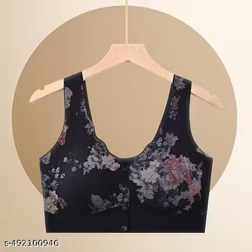 Seamless Removable Padded Graphic Floral Printed, Nursing/Breastfeeding/Maternity Bra