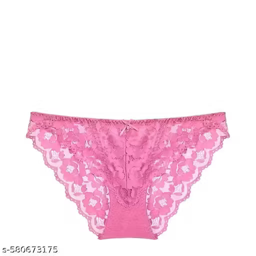 Sexy Pink Lace Lingerie Set – Elegant Sheer Transparent Babydoll Nightwear with Matching Panty | Bridal Honeymoon Wedding Night Dress & Romantic Sleepwear Bra and Panty Set