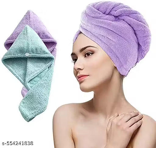RETAINA Quick Turban Hair-Drying Absorbent Microfiber Towel,Dry Shower Caps,Bathrobe Hat,Magic Hair Wrap for Women Hair wrap(Multi Color)
