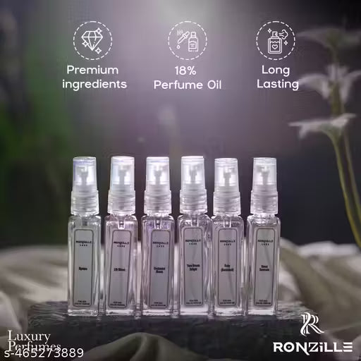 Ronzille Luxe Women Eau De Perfume Enchanted Bloom Eau, Lily Bloom, Mystara, Ruby, Yuzu Breeze, Sweet Serenade- 48ml(Set of 6)
