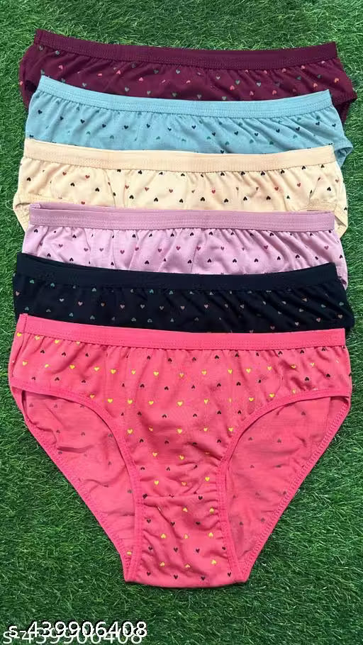 Pack of 6 pure cotton briefs for women and girls for every day use comfortable multicoloured pantys