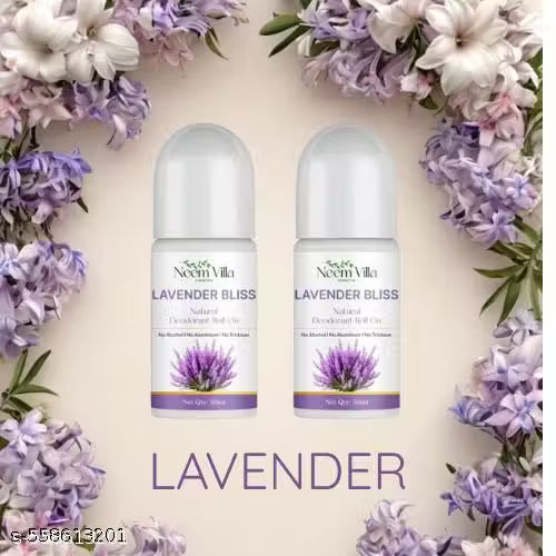 neem vila Roll-On Lavender Pack of 2 Underarm Whitening Natural Roll On Deodorant For Women & Men - 50 ml