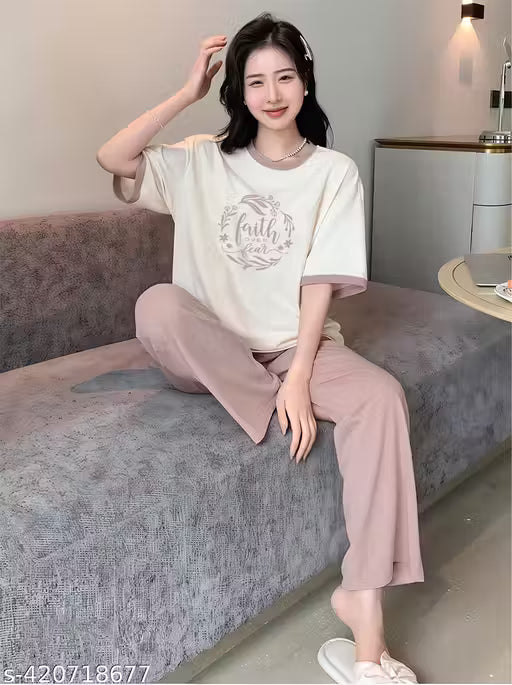 KSHS Women Pajama Set , Printed Co-Ords Set Night Suit And Night Dress