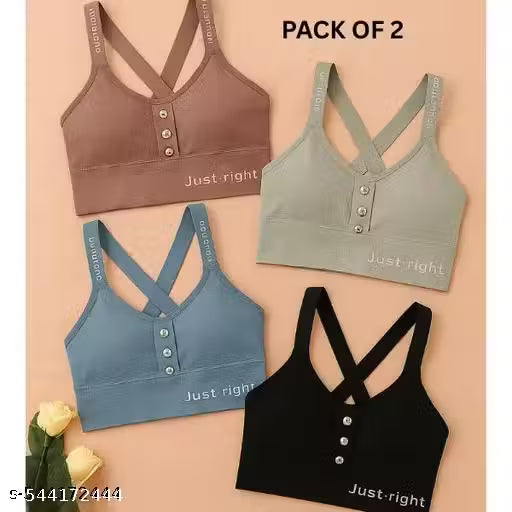 VRISHAVAHANA WOMEN COTTON PADDED BRAS PACK OF 2