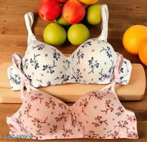 LEONBEAUTY Women's & Girl's Full Coverage Multicolored pack of 2 Padded Bra.