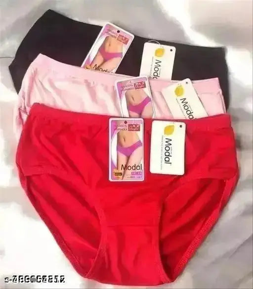 Vichip Best Quality New Arrival Cotton Blend Women Multicolor Hipster Panties (Pack of 3)