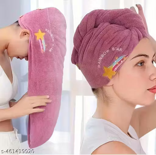 Microfiber Wet Hair Drying Towels,Super Absorbent Thick Curly Hair,Quick Dry Caps Wrap for Womens (26" x 10")(Pack of 1 )-Multi design And colour
