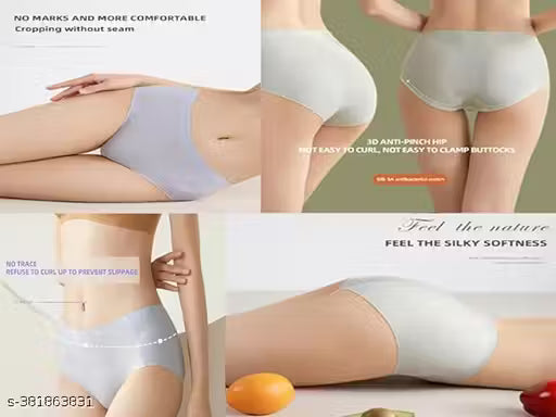 Meile Seamless Hipster Ice Silk Panty, Briefs Woman String Panty (Pack of 4 Multicolor)