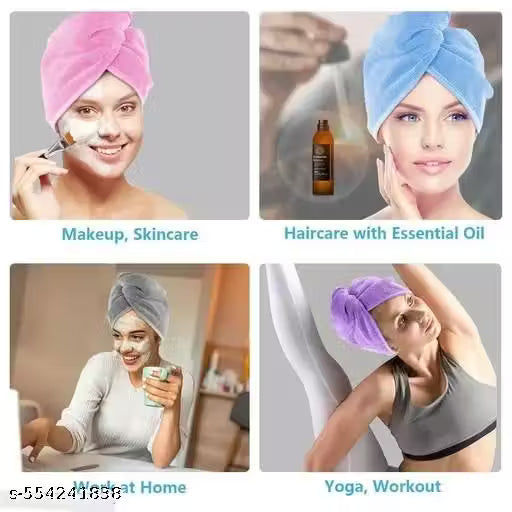 RETAINA Quick Turban Hair-Drying Absorbent Microfiber Towel,Dry Shower Caps,Bathrobe Hat,Magic Hair Wrap for Women Hair wrap(Multi Color)