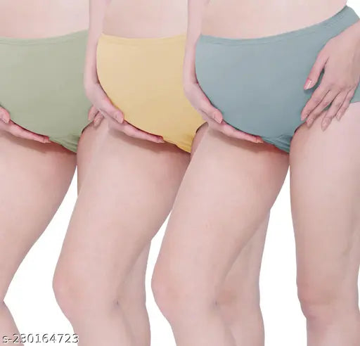 Evamomies Women's High Waist Cotton Laycra Maternity Panty /Panties (Multicolor Pack Of 3)