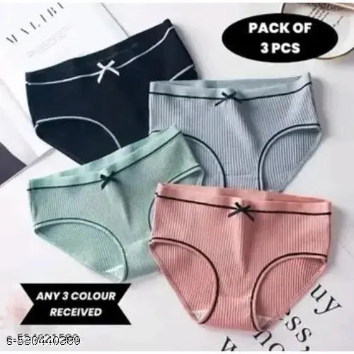 WLT-Pack of 3 Cotton Briefs for Women and Girls for Every day use Comfortable multicolour Panty