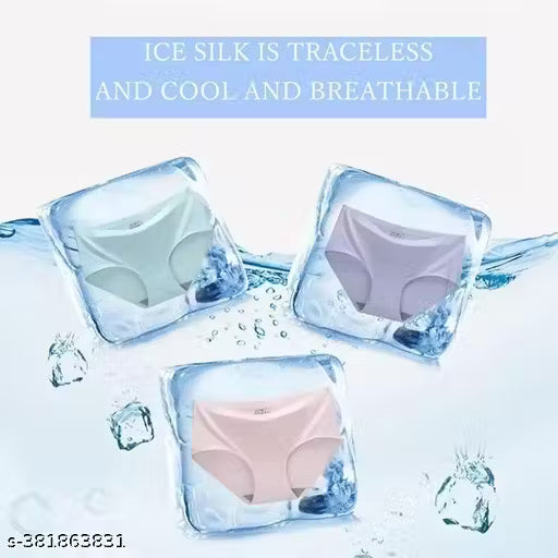 Meile Seamless Hipster Ice Silk Panty, Briefs Woman String Panty (Pack of 4 Multicolor)