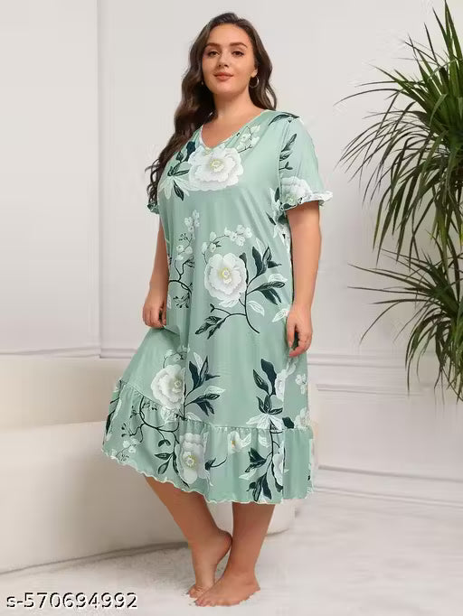 Women's Trendy Printed Short And Long Nighty -Nightgown-Maxi Dress-Nightwear and Night Dress