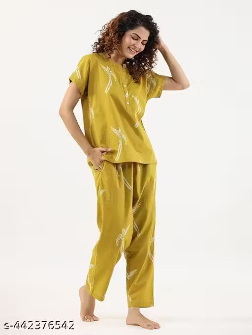 Trendy Fashionable & Desginer Animal Printed cotton Nightsuit For Women & Girls.