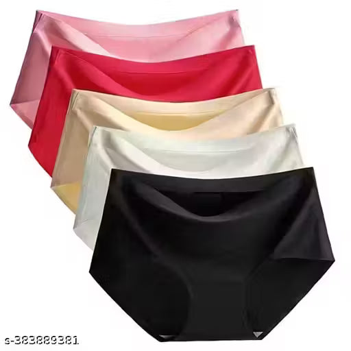 Pritty Touch Women Panties Seamless Panties Silk Mid Waist Underwear for Female Girls Pack Of 4 (Assorted) Multicolor Panties