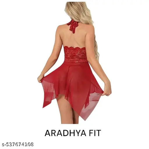 Aradhya Fit Women & Girl's Lace & Spandex Floral Baby doll Sleepwear Lingerie Night Dress and Special Night Honeymoon Lingerie Set For Women .